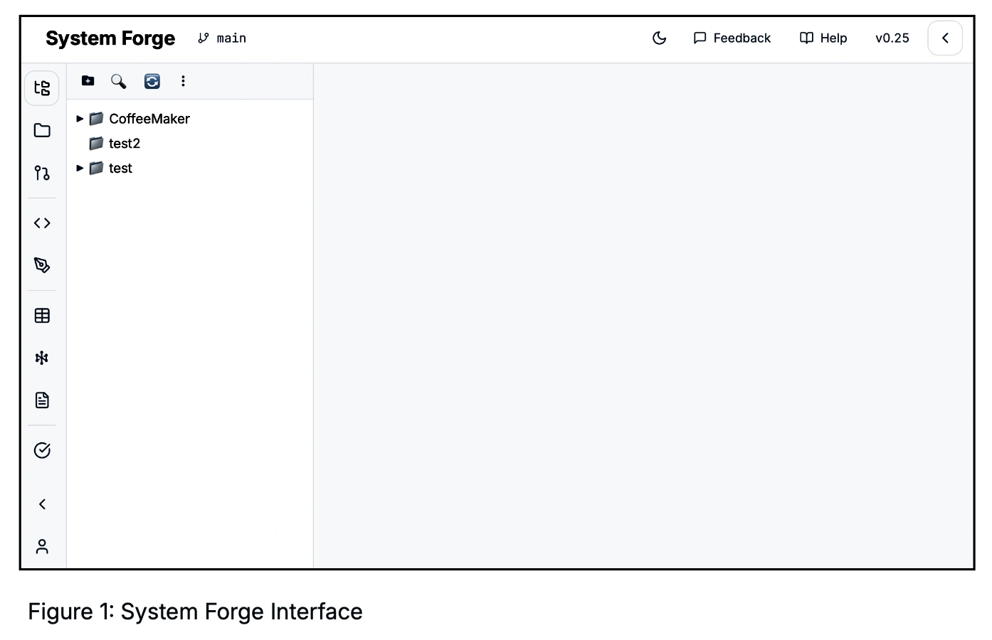 System Forge main interface with sidebar and package tree